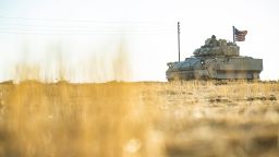 This September 2024 photo shows US forces patrolling oil fields in Syria. 