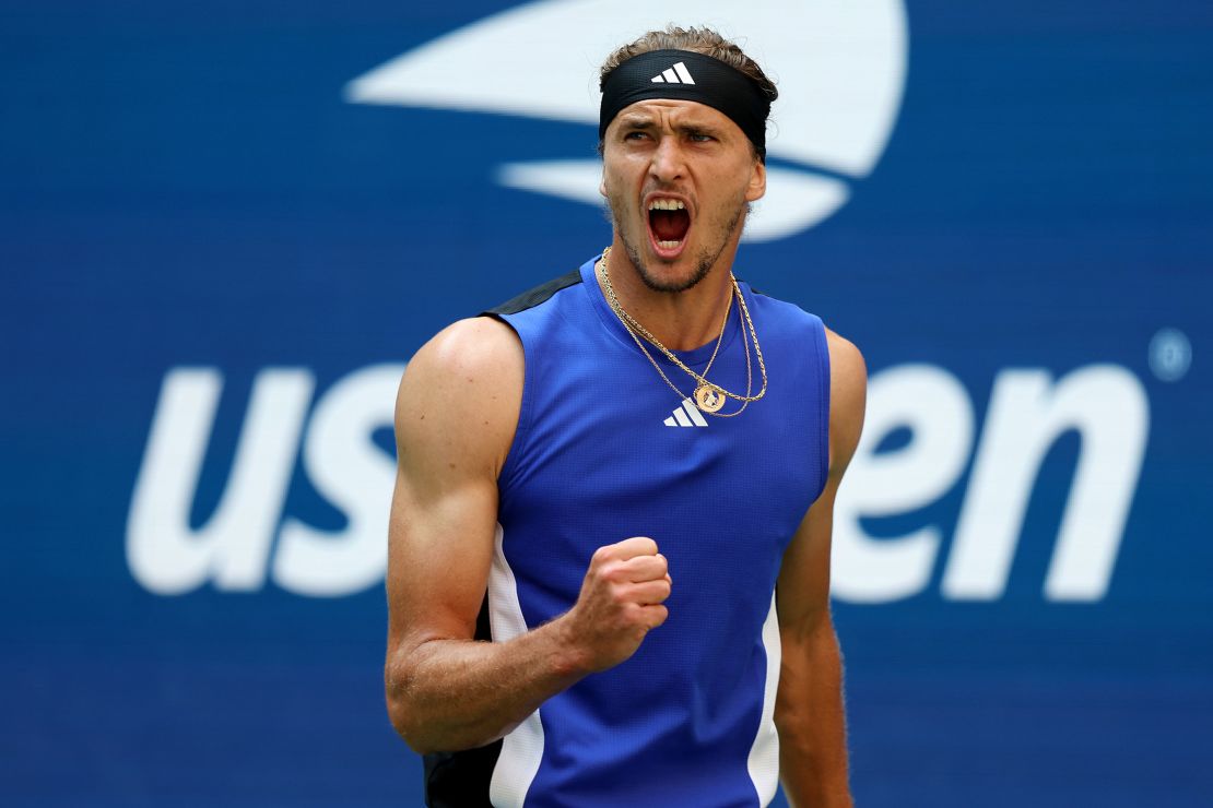 Alexander Zverev celebrates his victory during the match.