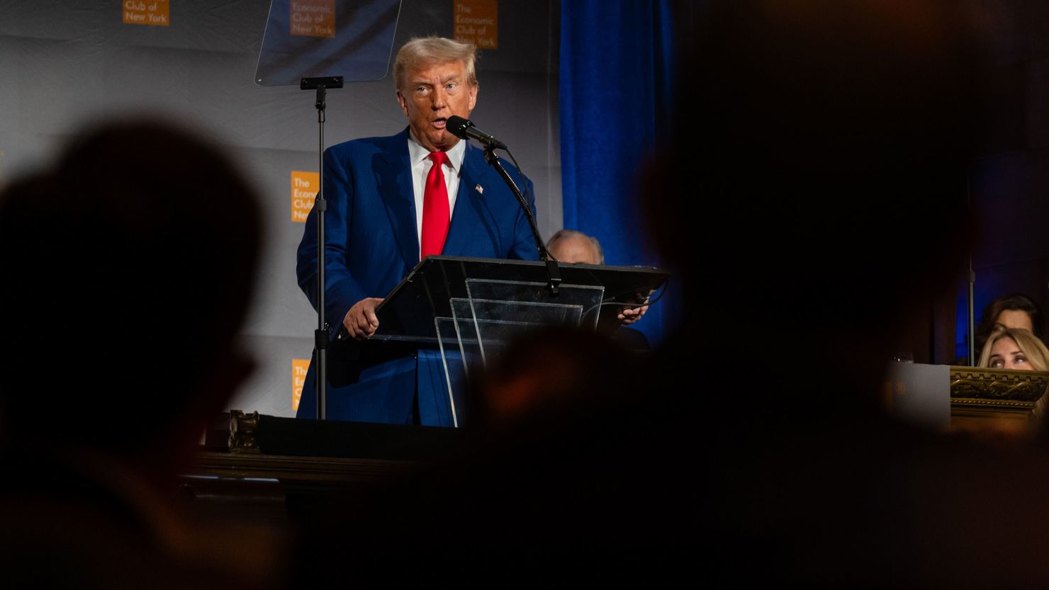 Former President Donald Trump addresses the Economic Club of New York on September 5, in New York City. 