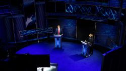 Former President Donald Trump and Vice President Kamala Harris debate for the first time during the presidential election campaign at The National Constitution Center on September 10 in Philadelphia.