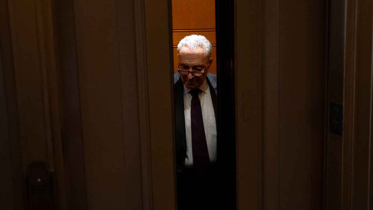 Senate Majority Leader Chuck Schumer walks off the Senate floor on Capitol Hill on September 16 in Washington, DC. 