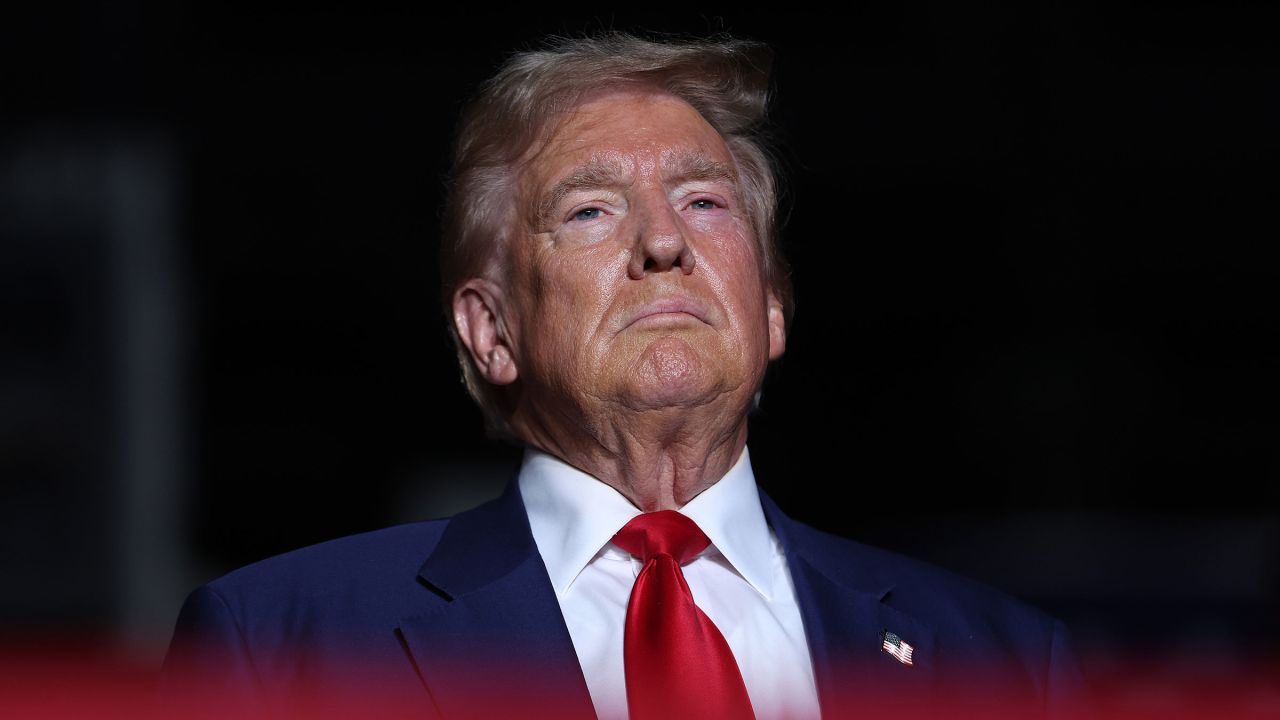 Former President Donald Trump looks one during a campaign rally at The Expo at World Market Center Las Vegas on September 13, 2024 in Las Vegas.