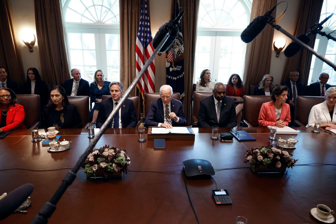 In this September 2024 photo, President Joe Biden presides over a Cabinet meeting with at the White House on September 20, 2024 in Washington, DC.