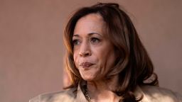 Vice President and Democratic presidential candidate Kamala Harris speaks to media at the Douglas Port of Entry at the US-Mexico border in Douglas, Arizona, on September 27, 2024. 