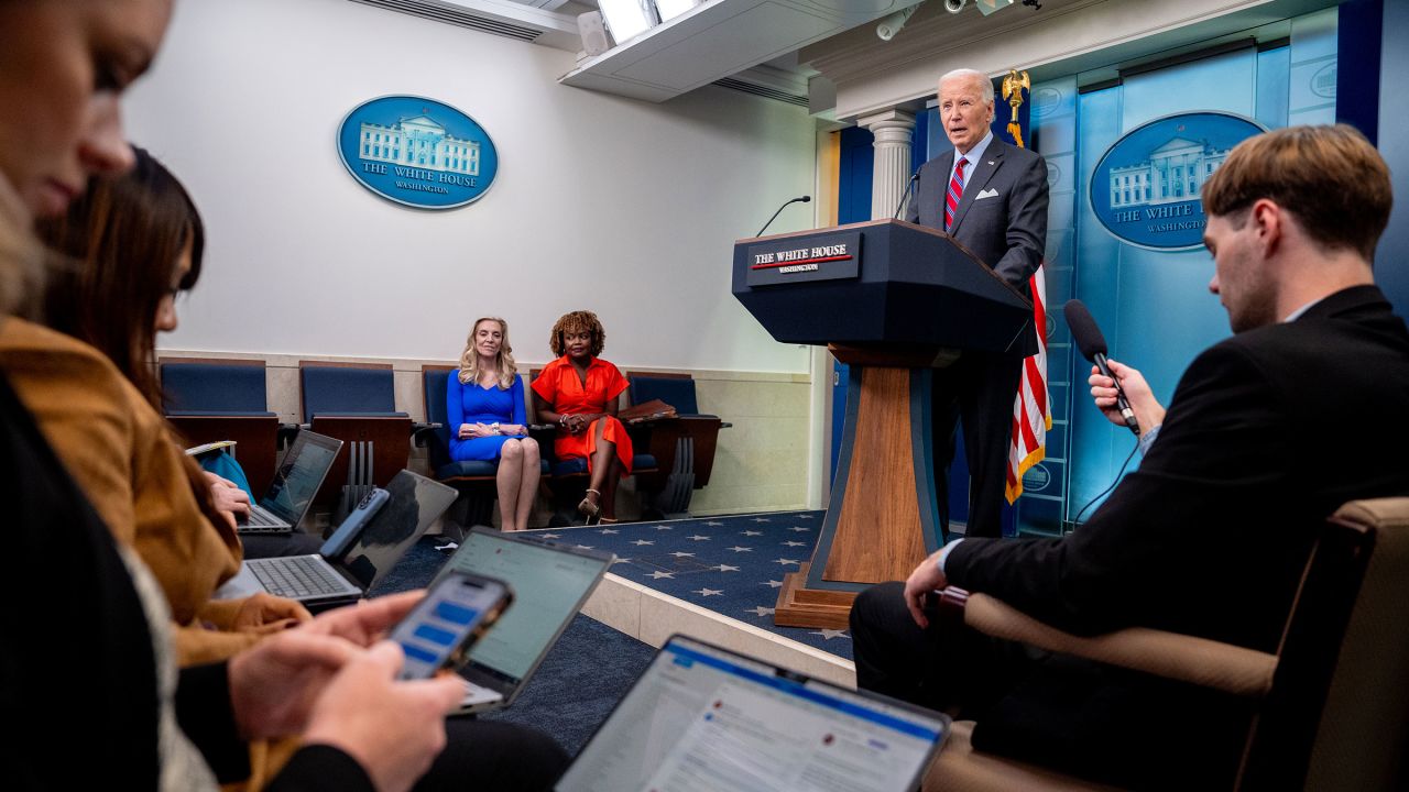 President Joe Biden speaks during a news conference in the Brady Press Briefing Room at the White House on October 4 in Washington, DC.