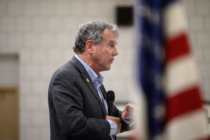 In this October 2024 photo, Sherrod Brown speaks during a campaign event at UAW Local 1112 in Warren, Ohio.
