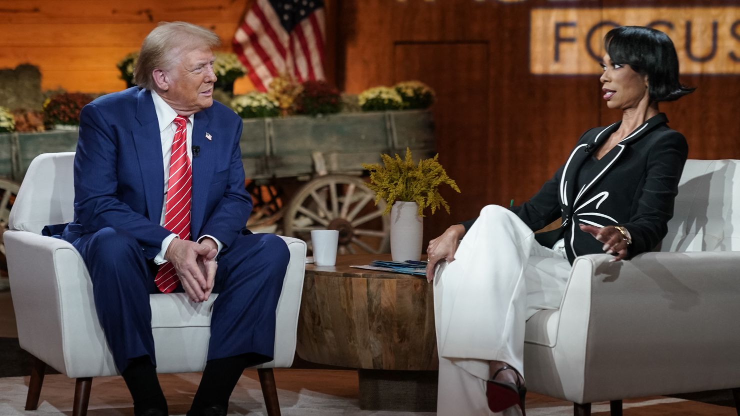 Former President Donald Trump attends a Fox News Town Hall moderated by Harris Faulkner in Cumming, Georgia, on October 15.