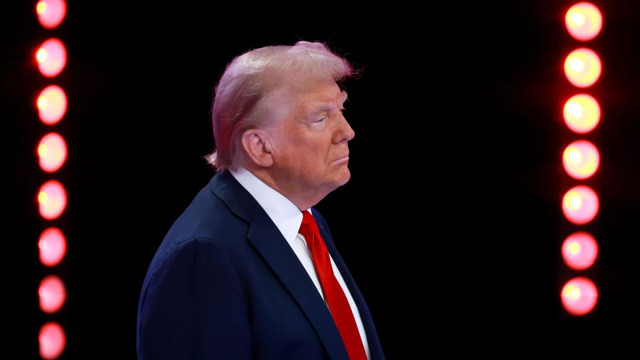 Former President Donald Trump looks on during a Univision Noticias town hall event on October 16 in Doral, Florida.