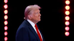 Former President Donald Trump looks on during a Univision Noticias town hall event on October 16 in Doral, Florida.