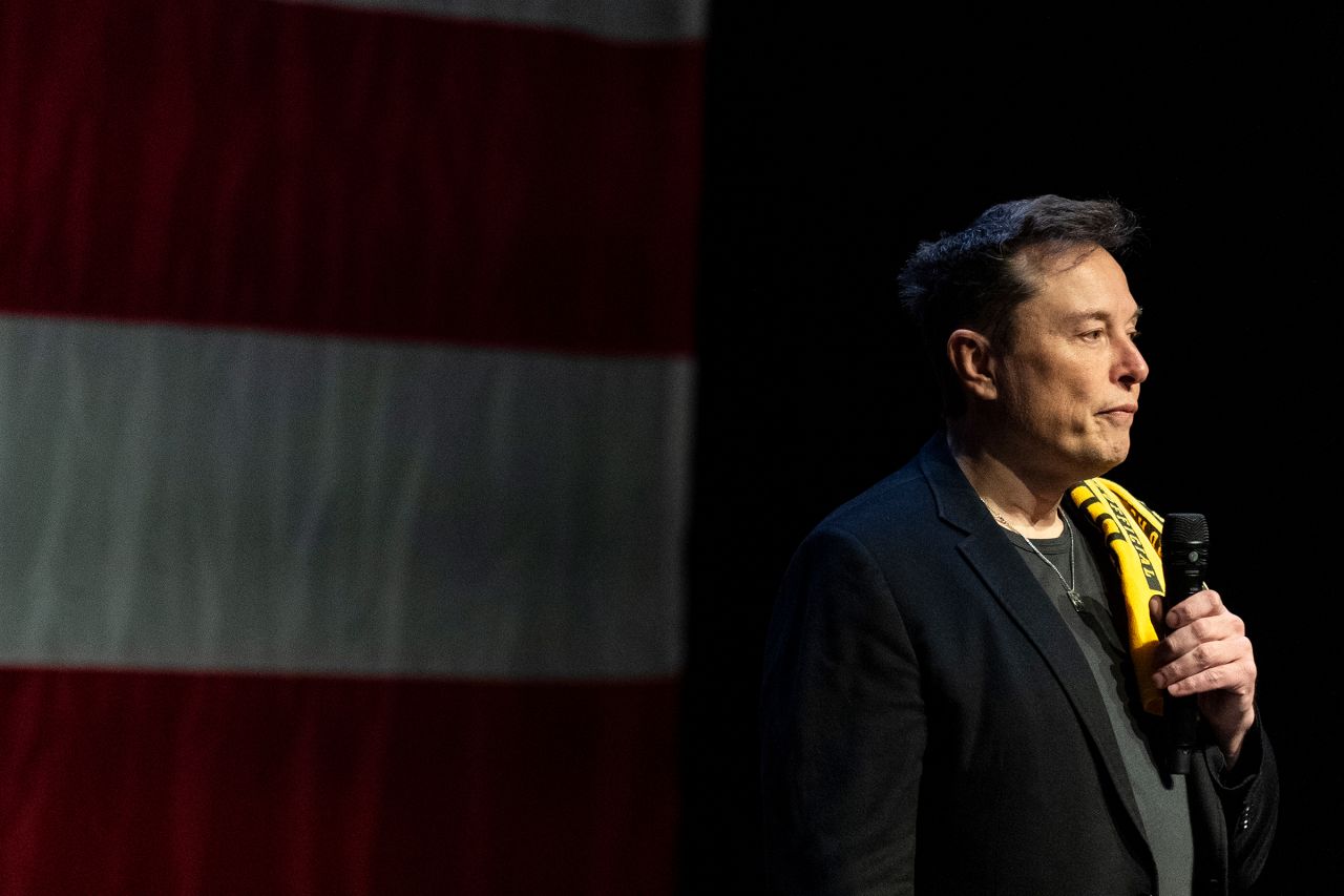 Elon Musk speaks at a town hall at the Roxain Theater on October 20, in Pittsburgh. Musk also awarded an attendee $1 million dollars during the event.