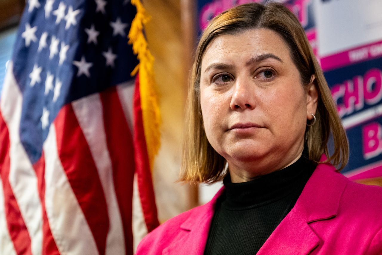 Rep. Elissa Slotkin listens to questions from reporters during a Planned Parenthood rally at the Rochester Community House on October 27 in Rochester, Michigan. 