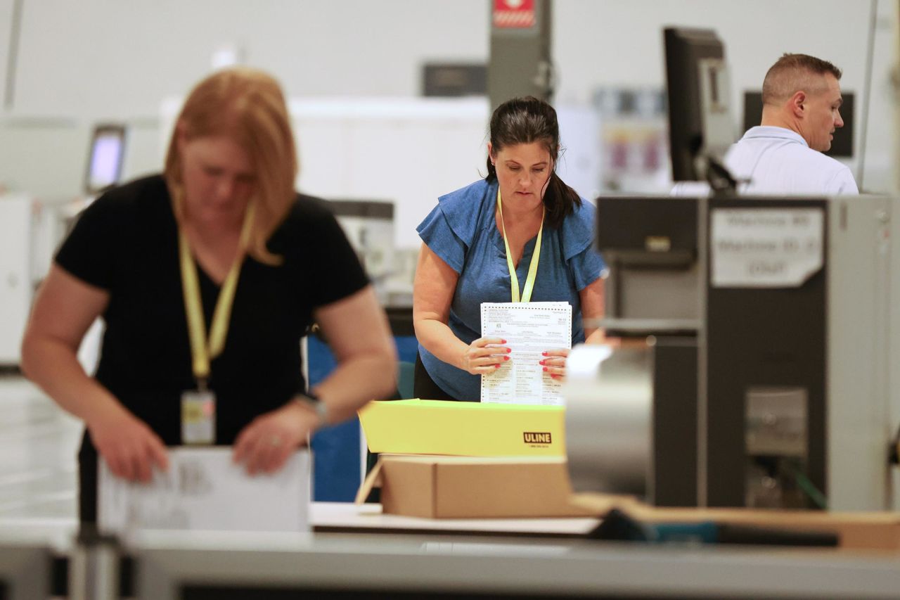 Ballots are prepared before they are scanned at the Philadelphia City Commissioners Office and Election Warehouse on November 5, 2024 in Philadelphia.