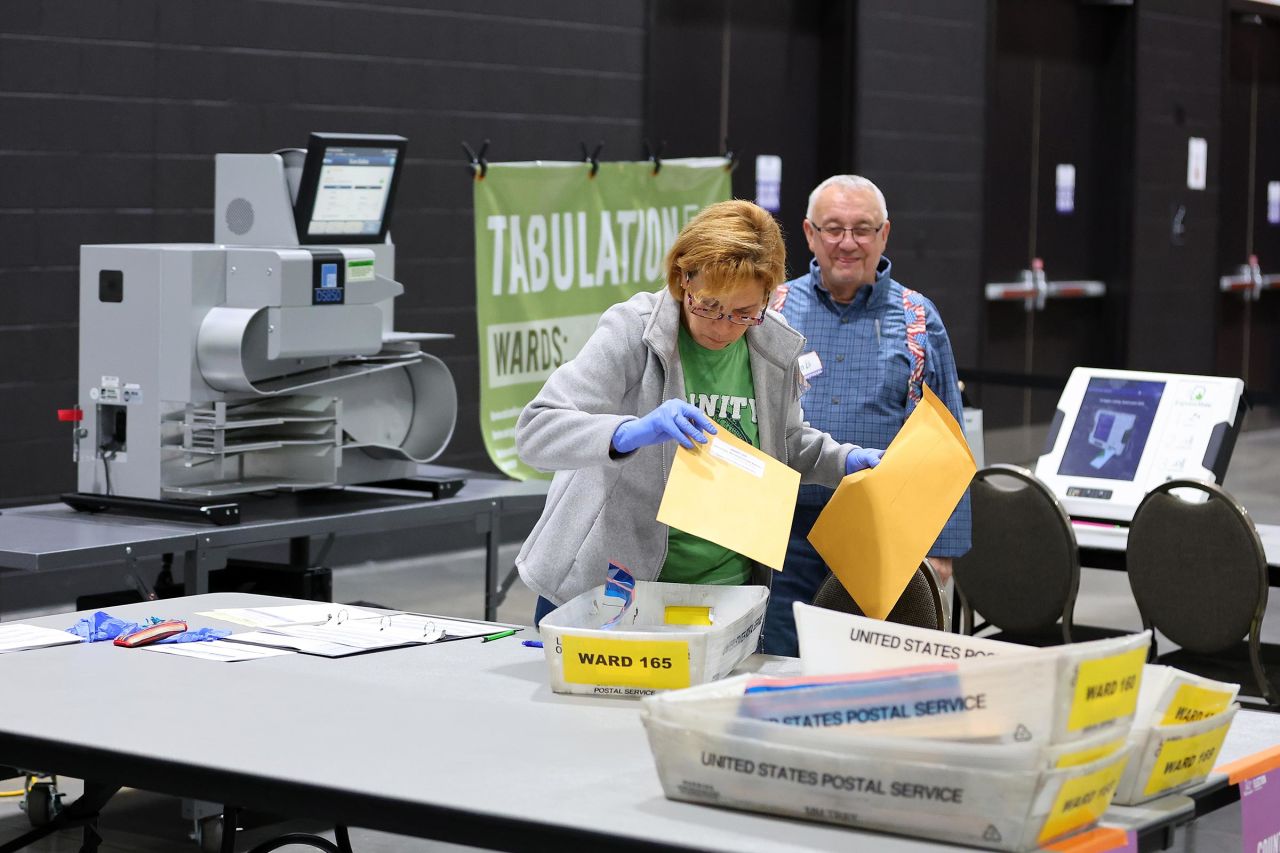 Workers count ballots at the Baird Center on November 5, in Milwaukee, Wisconsin.