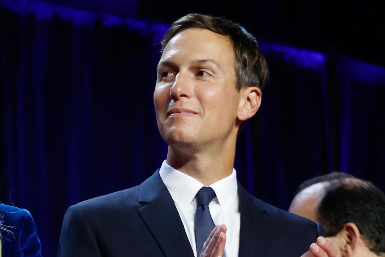 Jared Kushner arrives as President-elect Donald Trump speaks during an election night event at the Palm Beach Convention Center on November 6 in West Palm Beach, Florida.