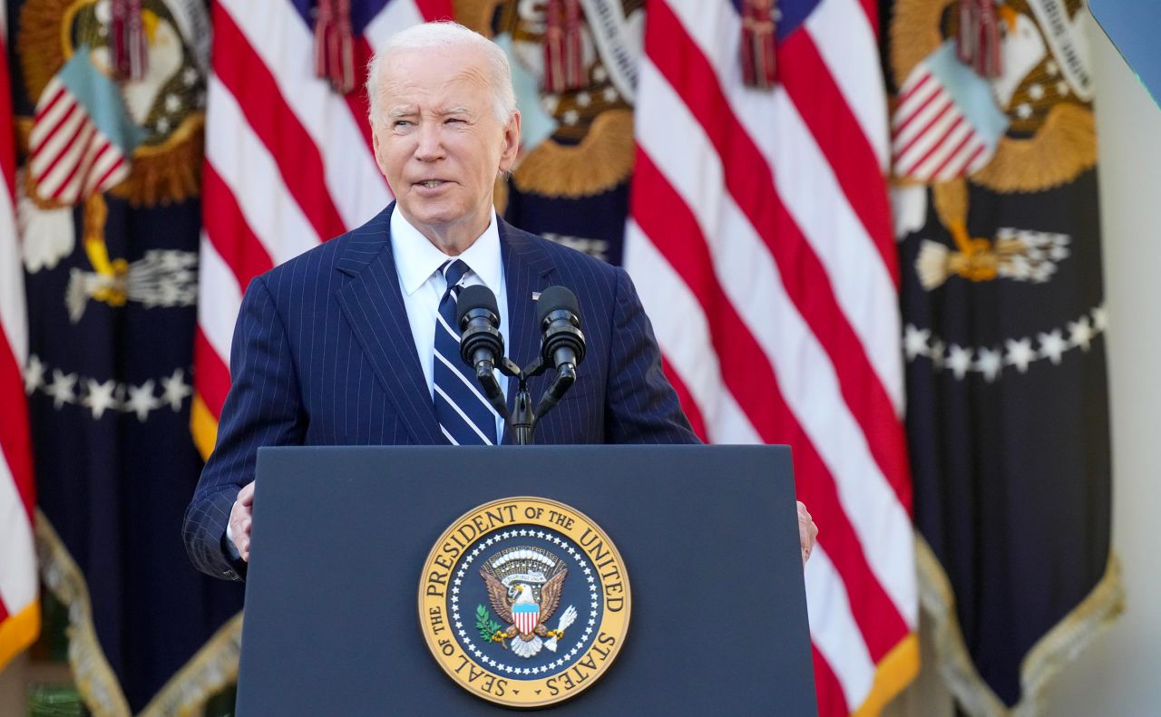 President Joe Biden delivers remarks on the results of the 2024 election in the Rose Garden on November 7, in Washington, DC. 