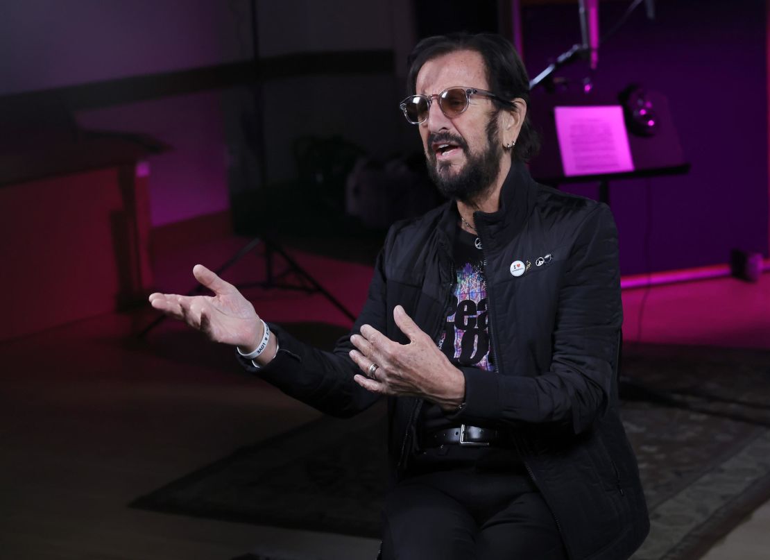Ringo Starr is interviewed at a listening party for Ringo Starr's new country album "Look Up" at Village Studios on November 15, 2024 in Los Angeles.