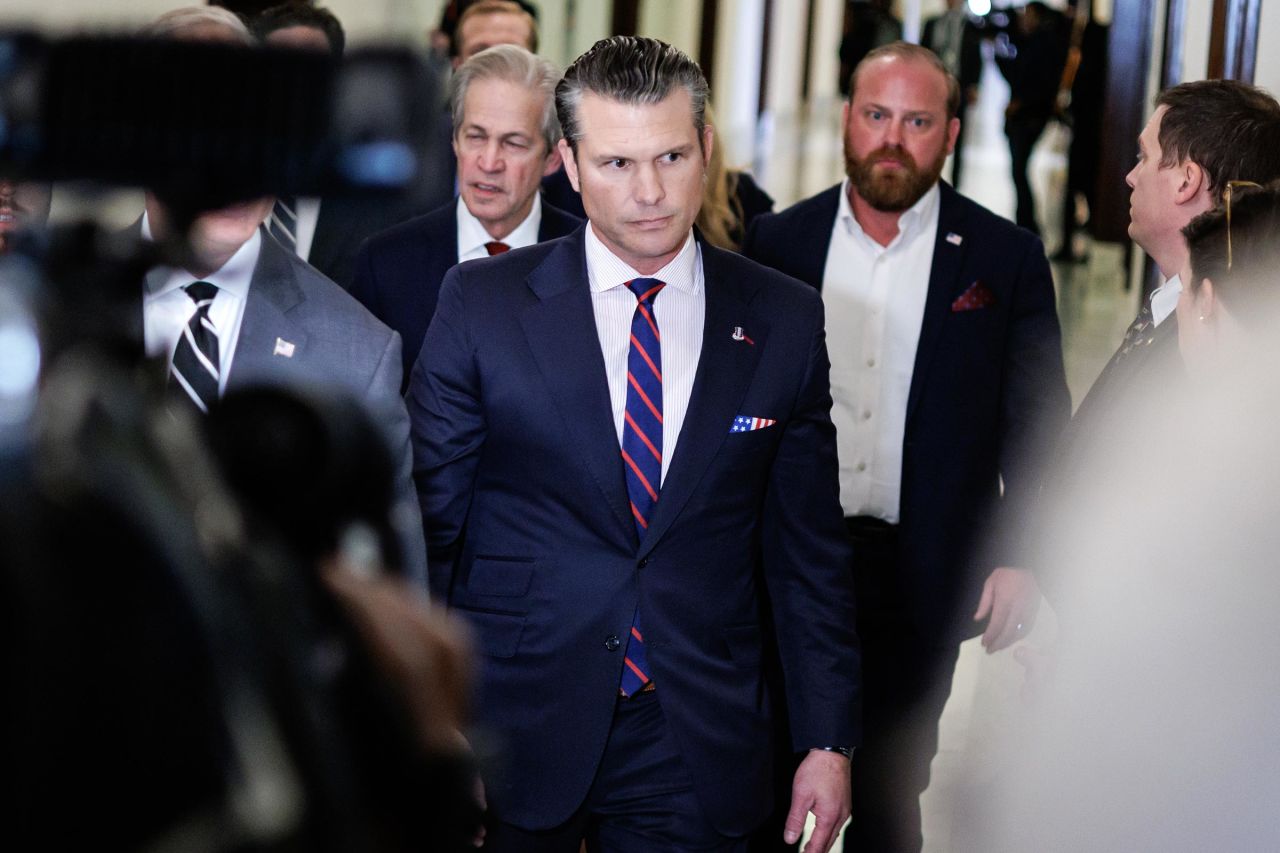 President-elect Donald Trump's nominee to be Secretary of Defense Pete Hegseth arrives for a meeting with Senator Tommy Tuberville on Capitol Hill on December 2 in Washington, DC. 