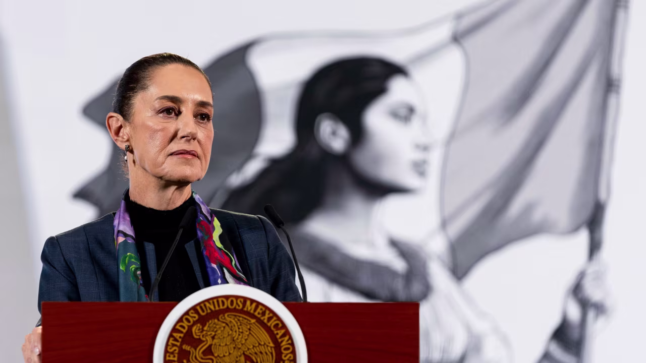 Claudia Sheinbaum, Mexico's president, during a news conference at the National Palace in Mexico City, Mexico, on Thursday, Dec. 5, 2024.