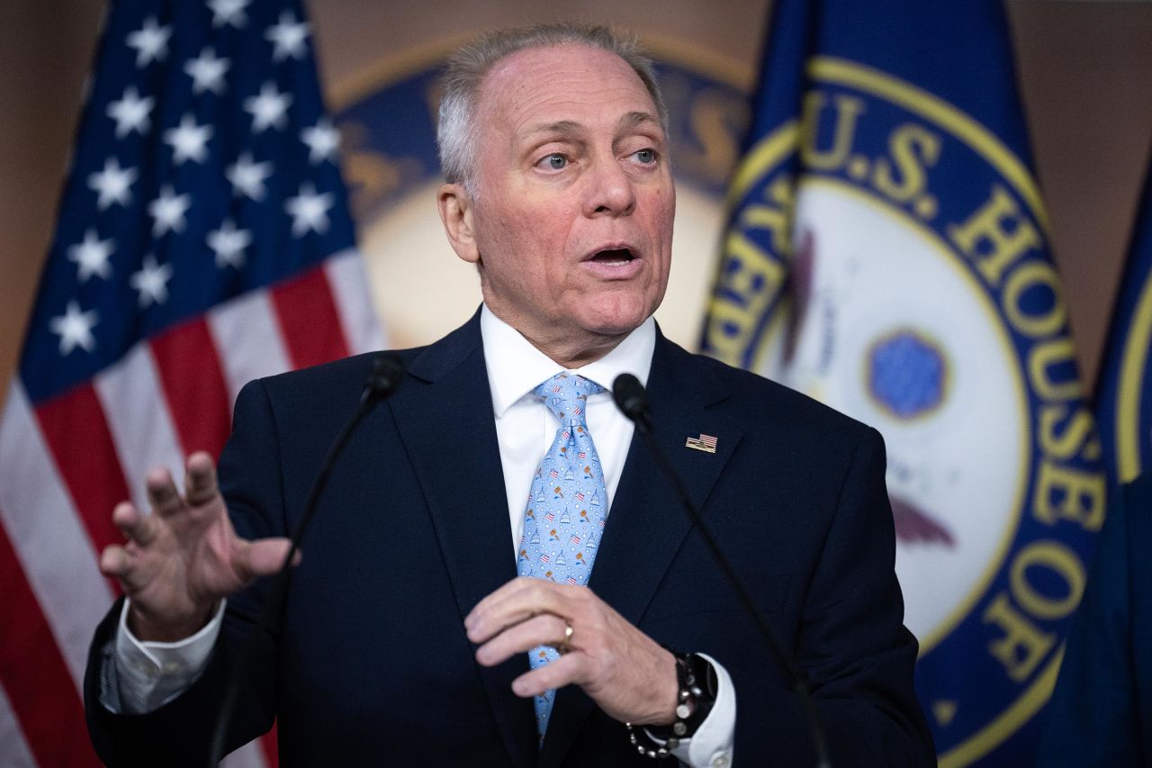 House Majority Leader Steve Scalise speaks at a news conference in the Capitol Visitor Center on Tuesday, December 10.