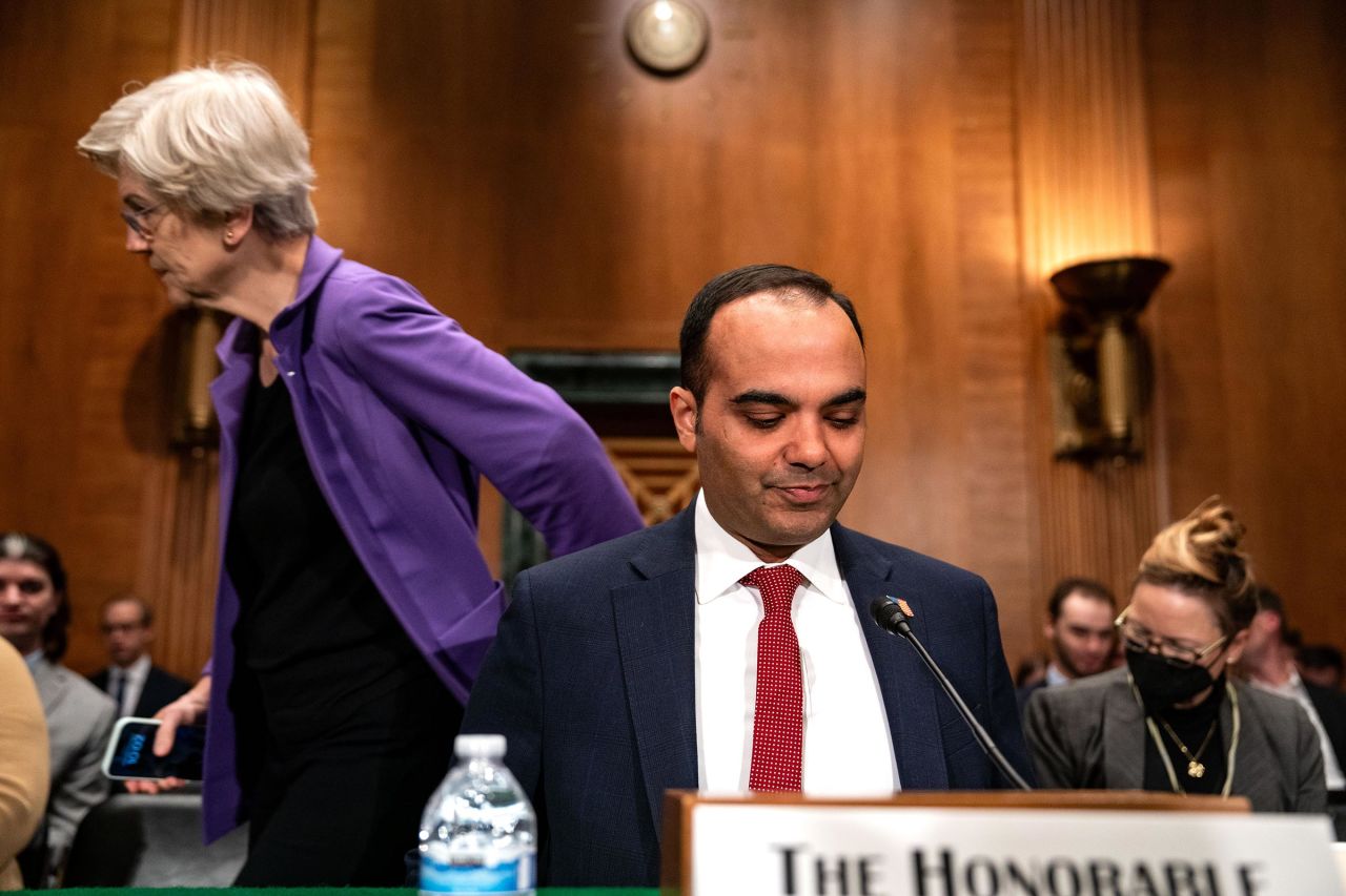 Consumer Financial Protection Bureau director Rohit Chopra arrives to testify before a Senate Banking, Housing, and Urban Affairs Committee hearing on Capitol Hill on December 11, 2024 in Washington, DC.