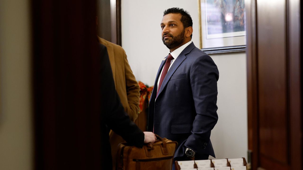 President-elect Donald Trump's nominee to be FBI Director Kash Patel arrives at Sen. Joni Ernst's office for a meeting in the Russell Senate Office Building on December 9, in Washington, DC. 