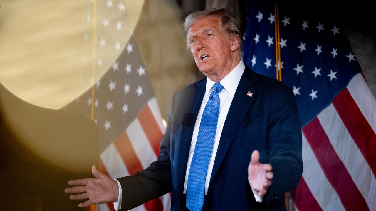 President-elect Donald Trump speaks at a news conference at Trump's Mar-a-Lago resort on December 16 in Palm Beach, Florida.