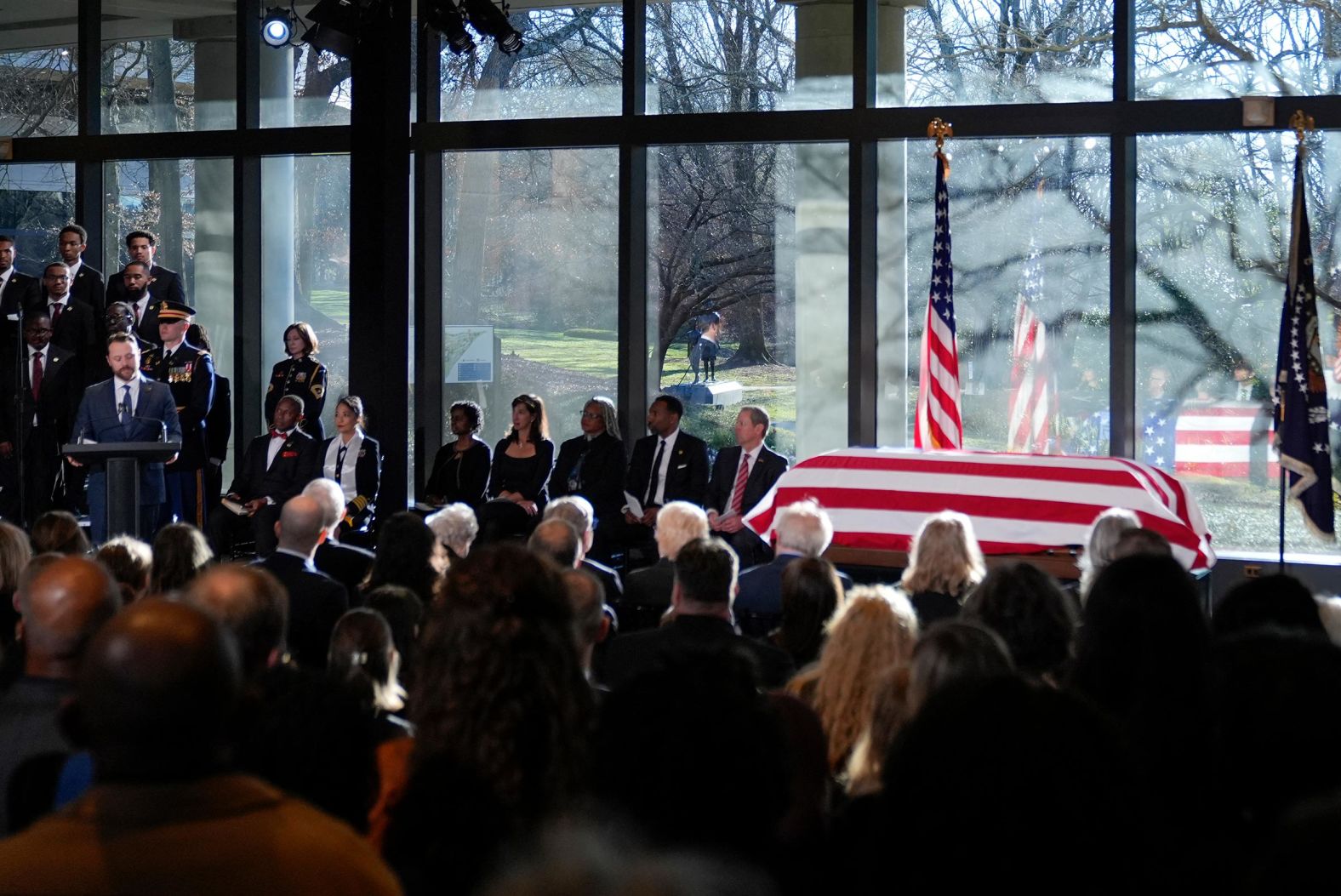 Jason Carter, grandson of Jimmy Carter, speaks on January 4.