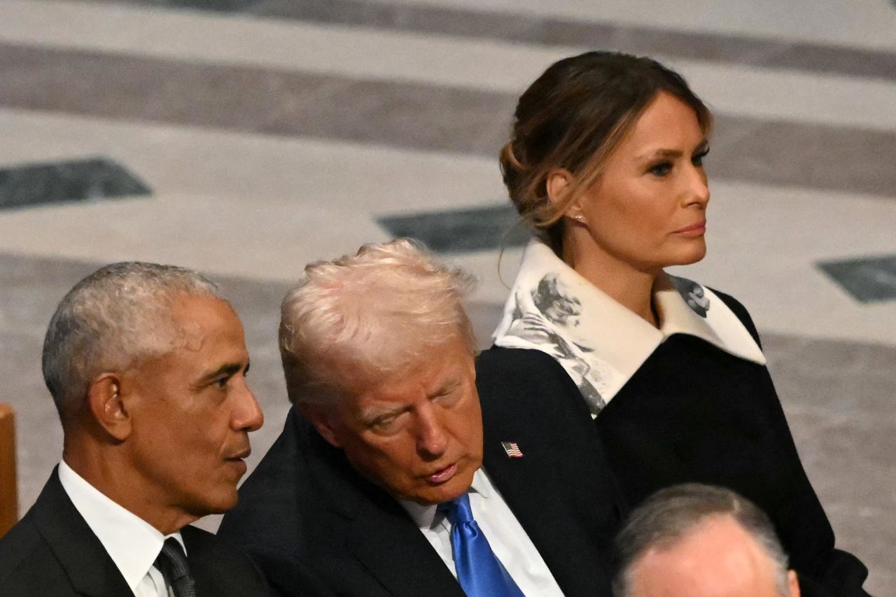 Melania Trump looks on during the State Funeral Service for former President Jimmy Carter at the Washington National Cathedral in Washington, DC, on January 9.