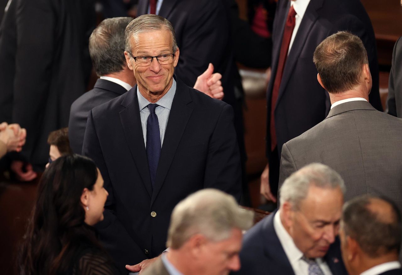 US Senate Majority Leader John Thune arrives for a joint session of Congress to ratify the 2024 Presidential election at the US Capitol on January 6, in Washington, DC. 