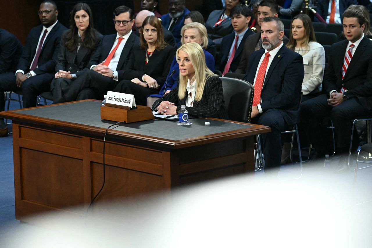 Former Florida Attorney General Pam Bondi testifies before a Senate Judiciary Committee hearing on her nomination to be US Attorney General, on Capitol Hill in Washington, DC, on January 15, 2025. 