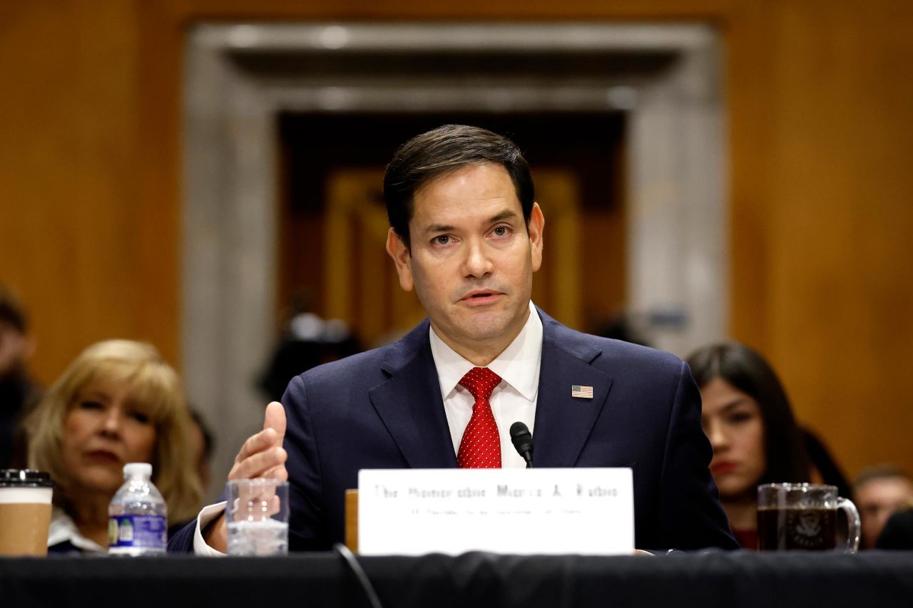 Sen. Marco Rubio testifies during his Senate Foreign Relations confirmation hearing at Dirksen Senate Office Building on January 15, 2025 in Washington, DC. 