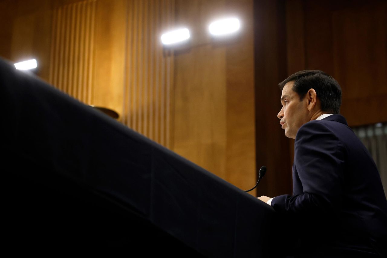 Sen. Marco Rubio testifies during his Senate Foreign Relations confirmation hearing at Dirksen Senate Office Building on January 15, 2025 in Washington, DC. 