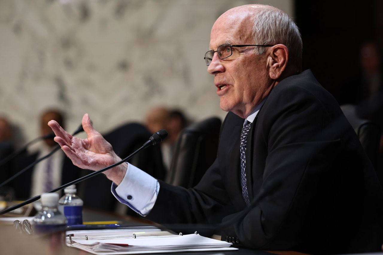 Sen. Peter Welch questions former Florida Attorney General Pam Bondi during her confirmation hearing to be the next U.S. attorney general in the Hart Senate Office Building on Capitol Hill on January 15, 2025 in Washington, DC.