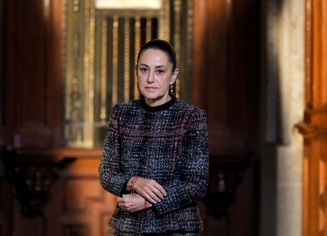 Mexico's President Claudia Sheinbaum arrives for her daily press conference at the National Palace in Mexico City on January 28.