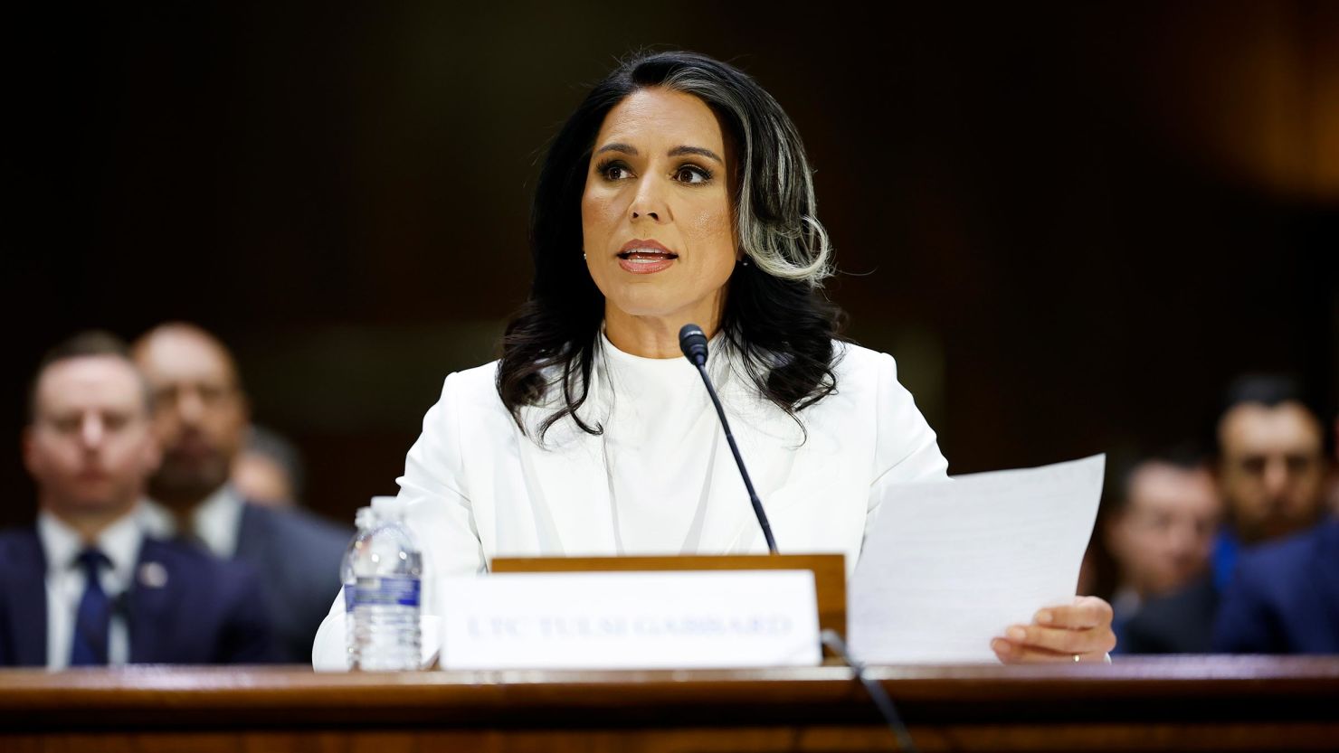 Tulsi Gabbard testifies during her confirmation hearing before the Senate Intelligence Committee in the Dirksen Senate Office Building on January 30, 2025 in Washington, DC. 