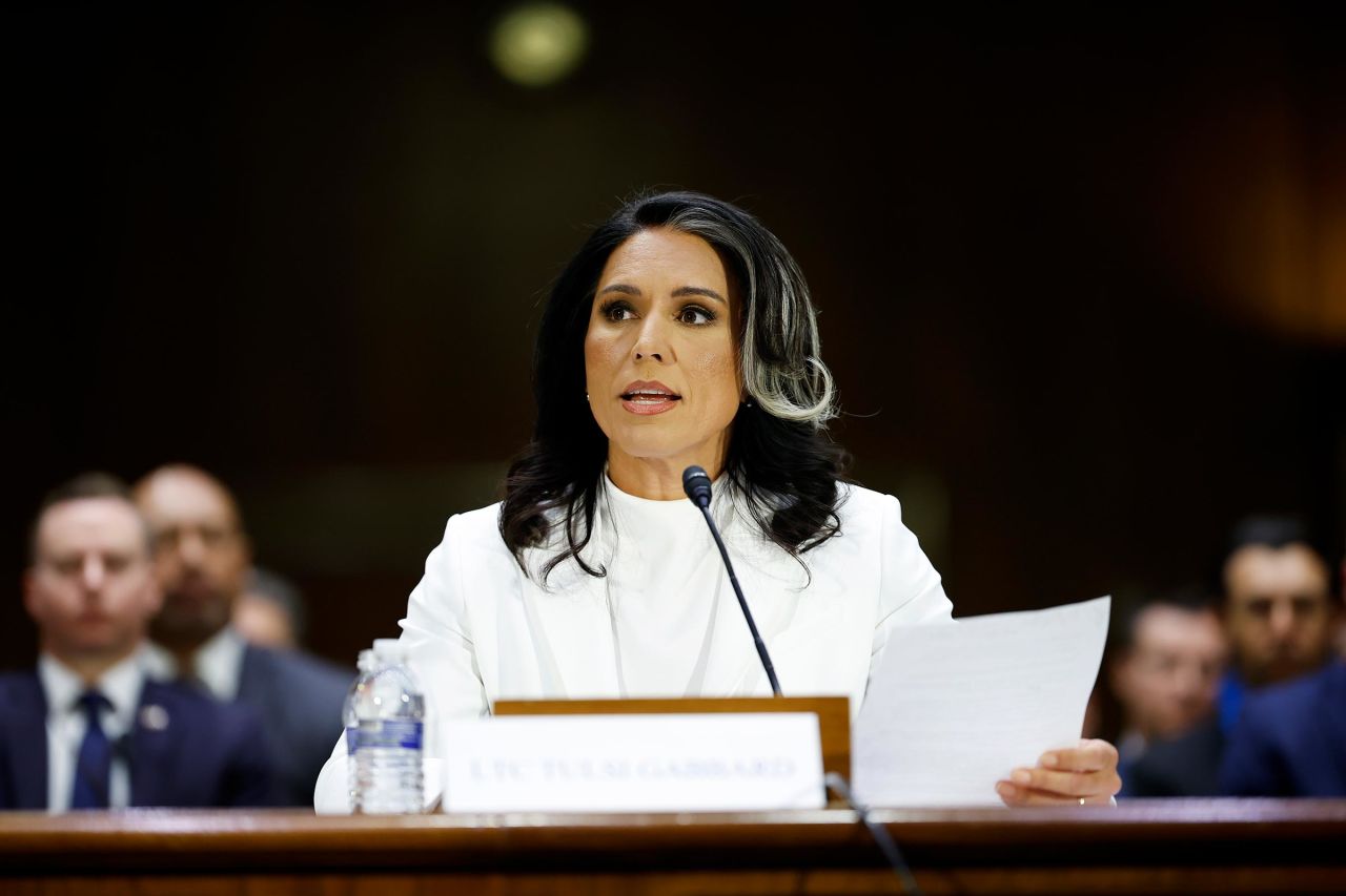 Tulsi Gabbard testifies during her confirmation hearing before the Senate Intelligence Committee in the Dirksen Senate Office Building on January 30, 2025 in Washington, DC. 