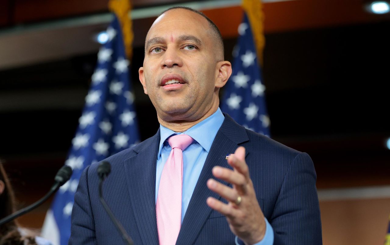 House Minority Leader Hakeem Jeffries speaks at a press conference on February 6 in Washington, DC.