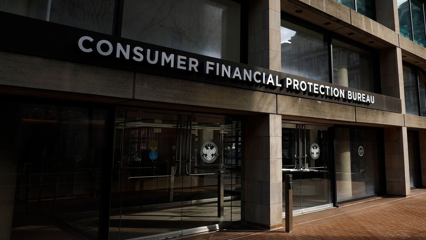 The exterior of the Consumer Financial Protection Bureau (CFPB) headquarters is seen on February 10, in Washington, DC. 