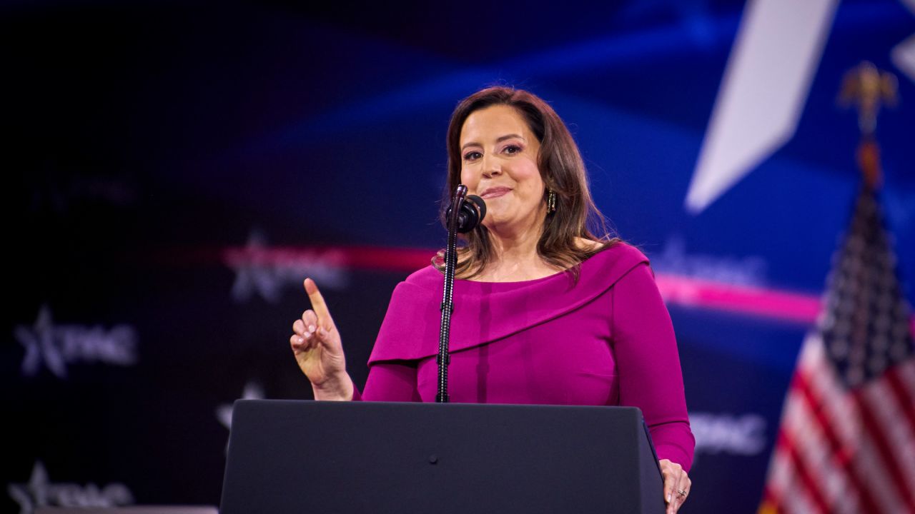 Elise Stefanik at the annual CPAC DC conference at the Gaylord National Resort in Oxon Hill, Maryland on Saturday, Feb. 22, 2025.