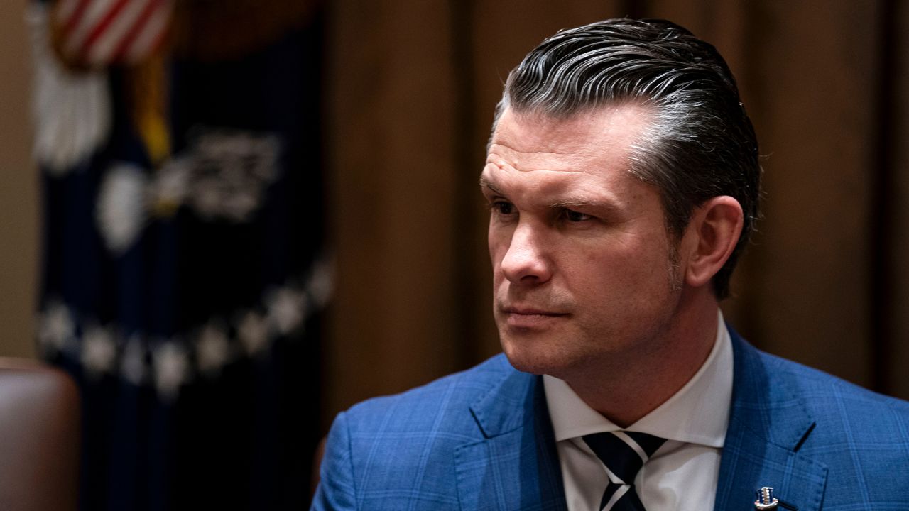 US Defense Secretary Pete Hegseth during a cabinet meeting at the White House in Washington, DC, on February 26. 