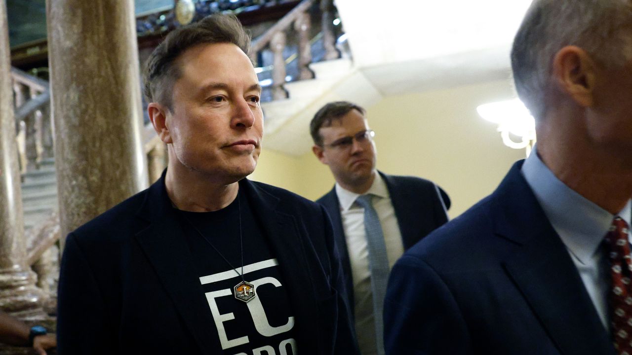 Elon Musk arrives for a meeting with Senate Republicans at the US Capitol on March 5, in Washington, DC.