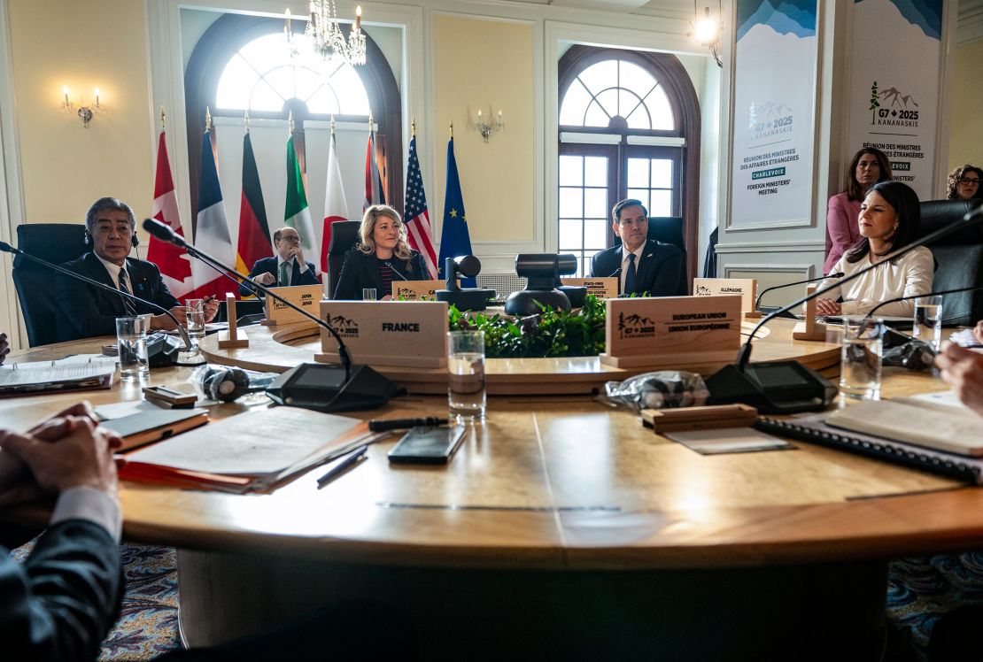 US Secretary of State Marco Rubio, second from right, attends the G7 foreign ministers meeting in La Malbaie, Quebec, on March 13.