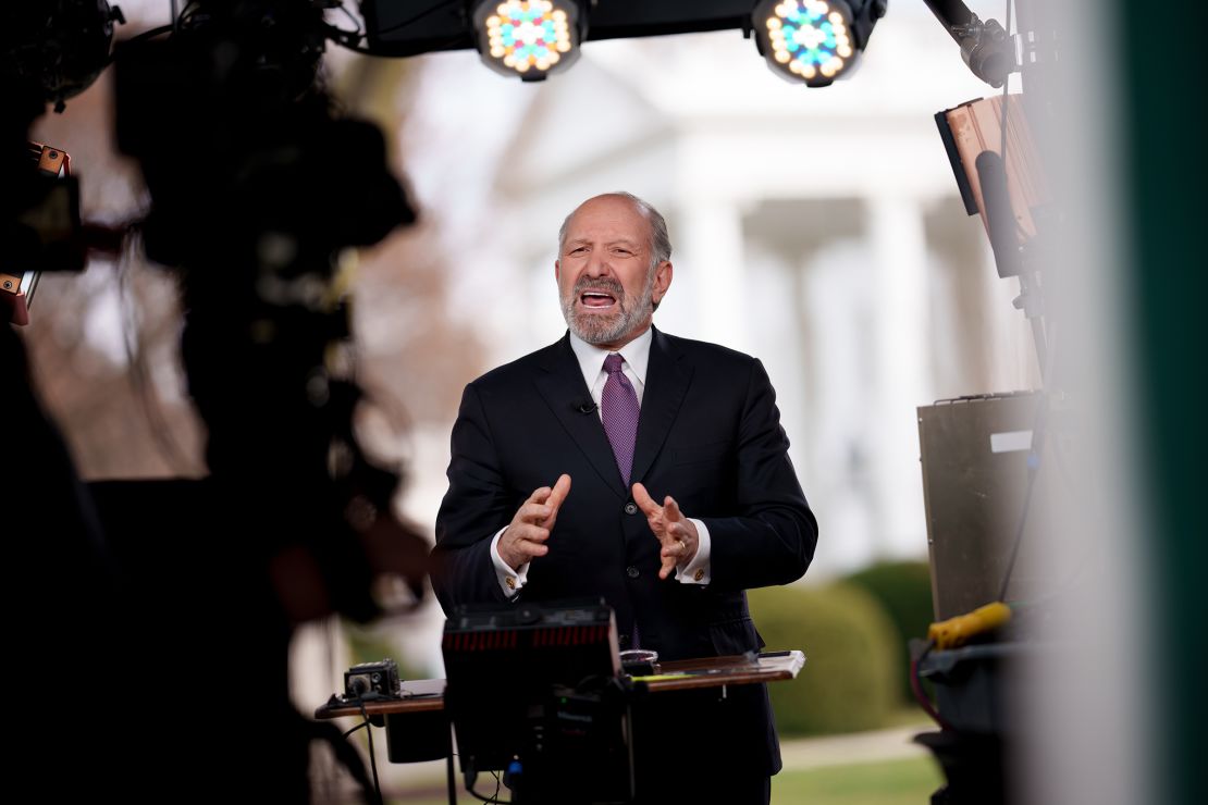 US Commerce Secretary Howard Lutnick does a television interview on the North Lawn of the White House on March 14, in Washington, DC. 