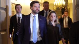 Vice President JD Vance arrives for a House Republican Conference meeting at the US Capitol on March 11, in Washington, DC.