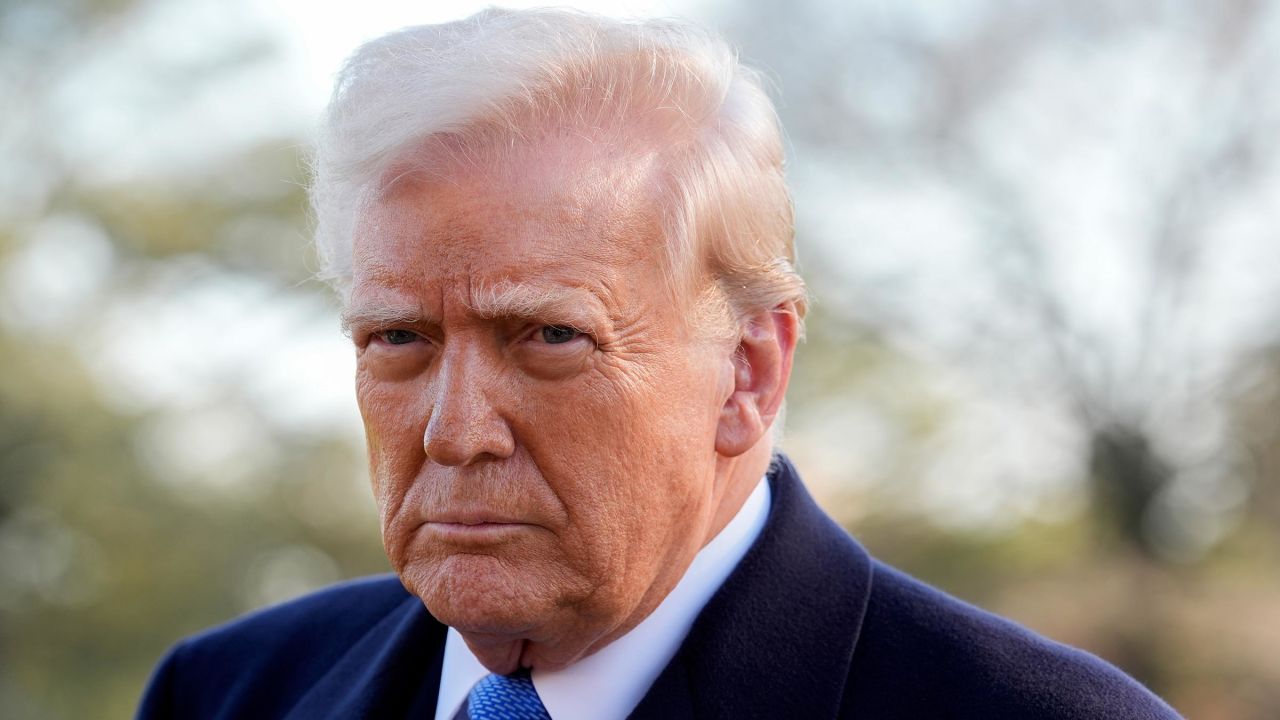 President Donald Trump on the South Lawn of the White House before boarding Marine One in Washington, DC, on Friday, March 21, 2025. 