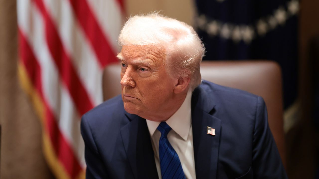 President Donald Trump in the Cabinet Room of the White House on March 25 in Washington, DC.