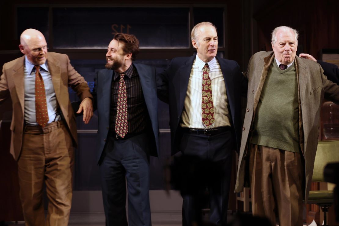 (From left) Bill Burr, Kieran Culkin, Bob Odenkirk and Michael McKean in the Broadway production of 'Glengarry Glen Ross' in New York City in March.