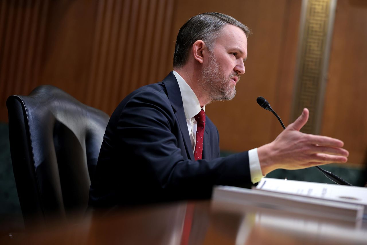 US Trade Representative Jamieson Greer testifies before the Senate Finance Committee in the Dirksen Senate Office Building on April 8, in Washington, DC.