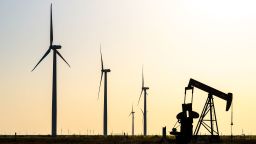 An oil pumpjack is seen in a field on April 8 in Nolan, Texas.