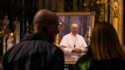 Mourners gather at St. Patricks Cathedral to pay respects to Pope Francis on April 21, in New York City